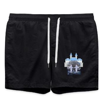 Château, Château, Fantômes, Fantômes, Halloween, Nature - Short de bain - noir - Devant - AI Model Male 185 light (185cm)