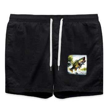 Poisson bar - Short de bain - noir - Devant - AI Model Male 185 light (185cm)