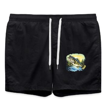 Poisson bar - Short de bain - noir - Devant - AI Model Male 185 light (185cm)