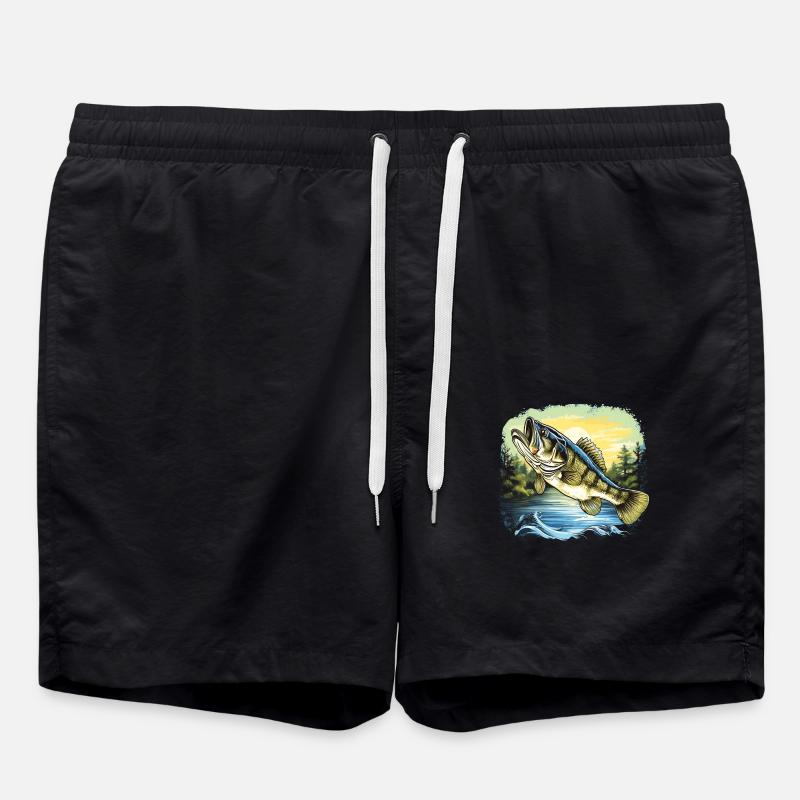 Bass Fish - Swim Trunks - black