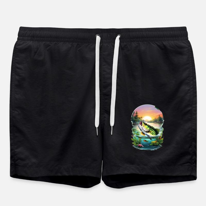 Bass Fish - Swim Trunks - black