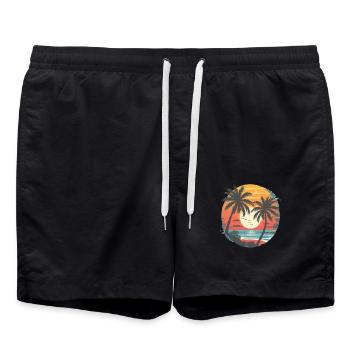Coucher de soleil d’été Silhouette de palmiers - Short de bain - noir - Devant - AI Model Male 185 light (185cm)