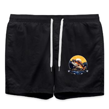 Barsch-Fisch - Badeshorts - Schwarz - Vorne - AI Model Male 185 light (185cm)