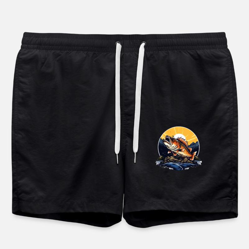 Bass Fish - Swim Trunks - black