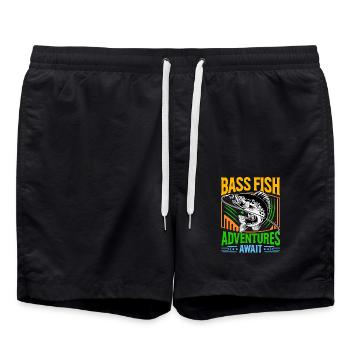 Es erwarten Sie Bassfisch-Abenteuer - Badeshorts - Schwarz - Vorne - AI Model Male 185 light (185cm)