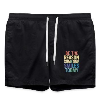 Be the reason for a smile today - Swim Trunks - black - Front - AI Model Male 185 light (185cm)