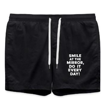 Souriez au miroir tous les jours - Short de bain - noir - Devant - AI Model Male 185 light (185cm)