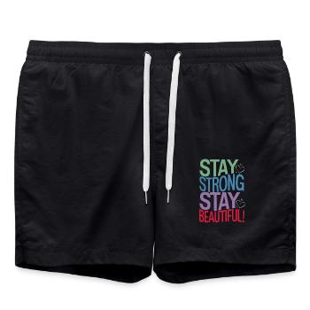 Stay Strong Stay Beautiful Motif - Swim Trunks - black - Front - AI Model Male 185 light (185cm)