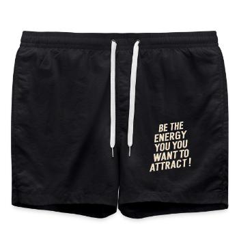 Be the energy you want to attract - Swim Trunks - black - Front - AI Model Male 185 light (185cm)