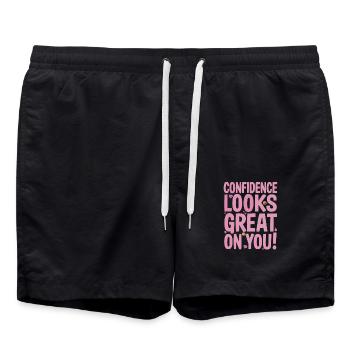Self-confidence suits you very well - Swim Trunks - black - Front - AI Model Male 185 light (185cm)