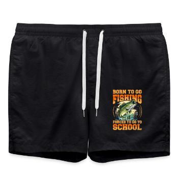 Né pour aller à la pêche obligé d'aller à l'école - Short de bain - noir - Devant - AI Model Male 185 light (185cm)