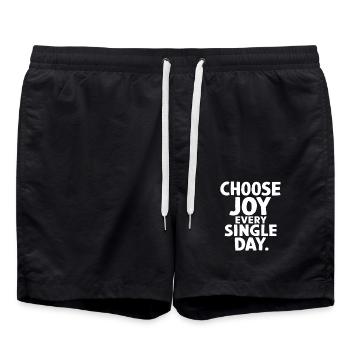 Choose joy every single day - Swim Trunks - black - Front - AI Model Male 185 light (185cm)