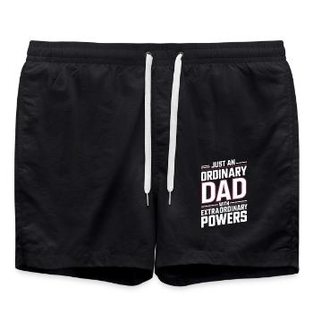 Gewöhnlicher Papa Mit Außergewöhnlichen Kräften - Badeshorts - Schwarz - Vorne - AI Model Male 185 light (185cm)