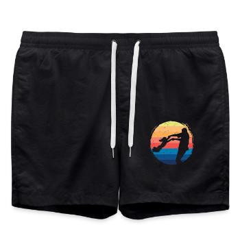 Vintage Dad Daughter - Swim Trunks - black - Front - AI Model Male 185 light (185cm)