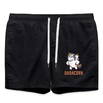 Dadacorn Unicorn Father and Child Motif - Swim Trunks - black - Front - AI Model Male 185 light (185cm)