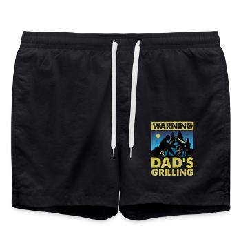 Warning Dad's Grilling - Swim Trunks - black - Front - AI Model Male 185 light (185cm)