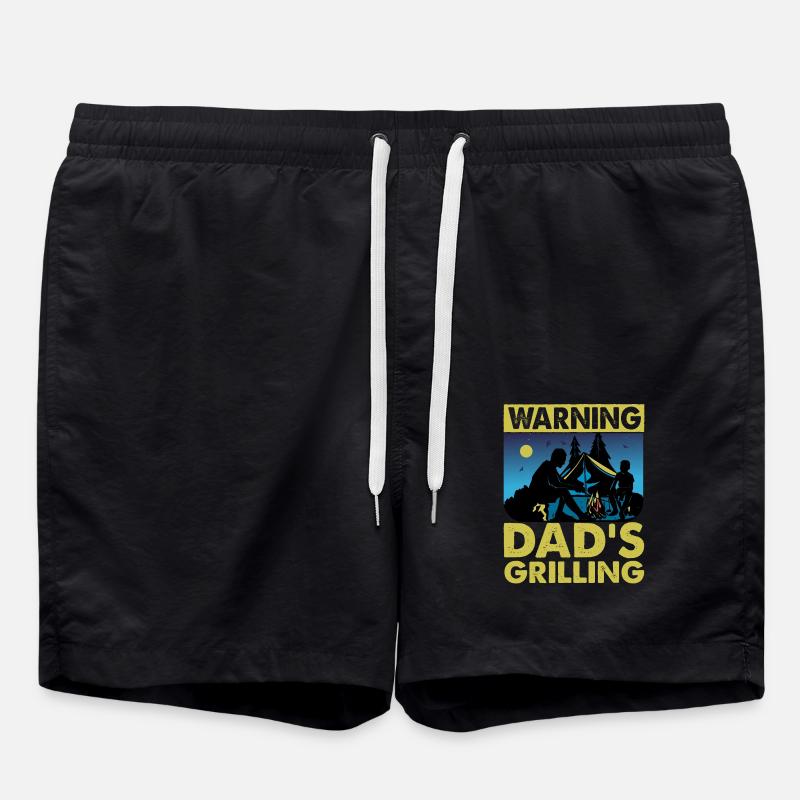 Warning Dad's Grilling - Swim Trunks - black