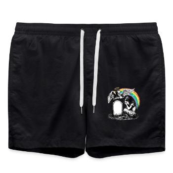Mourning Dad Daughter Grave Angel - Swim Trunks - black - Front - AI Model Male 185 light (185cm)