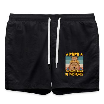 Papa, die sanfte Kraft in der Familie - Badeshorts - Schwarz - Vorne - AI Model Male 185 light (185cm)