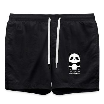 Just A Girl Who Loves Pandas Cute Panda Design - Swim Trunks - black - Front - AI Model Male 185 light (185cm)