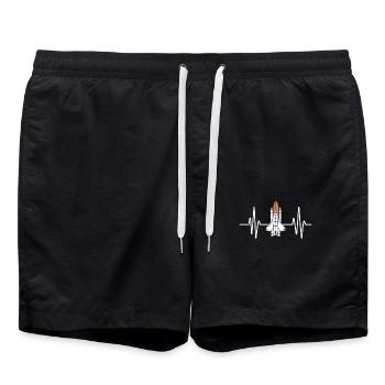 Herzschlag Space Shuttle Faszination - Badeshorts - Schwarz - Vorne - AI Model Male 185 light (185cm)