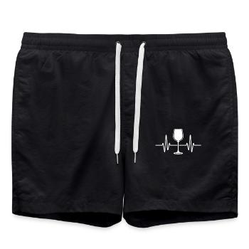 Wine glass heartbeat for wine lovers - Swim Trunks - black - Front - AI Model Male 185 light (185cm)