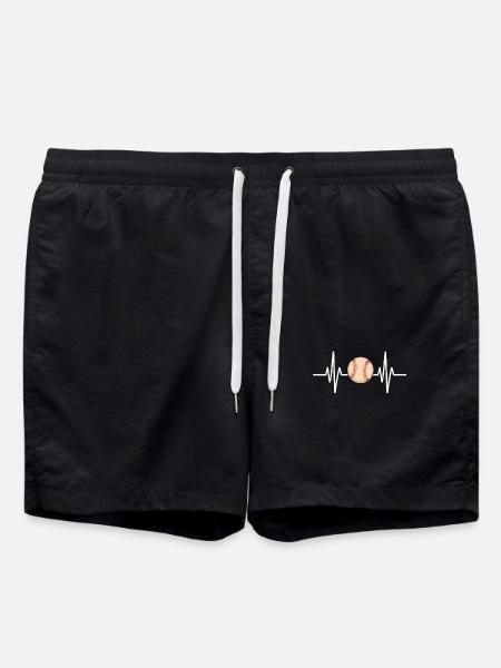 Baseball heartbeat design - Swim Trunks - black