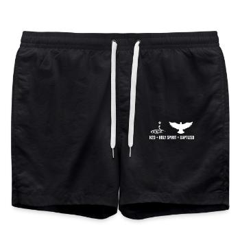 Eau + Saint- = Baptisé - Short de bain - noir - Devant - AI Model Male 185 light (185cm)