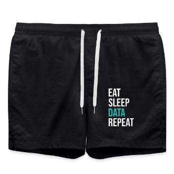 Eat Sleep Data Repeat Statistik Liebhaber - Badeshorts - Schwarz - Vorne - AI Model Male 185 light (185cm)