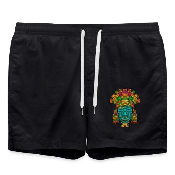 Aztec God Ancient Mythology Tlaloc - Swim Trunks - black - Front - AI Model Male 185 light (185cm)