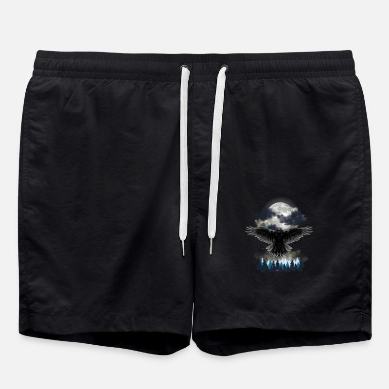 Halloween Rabe Krähe - Badeshorts - Schwarz
