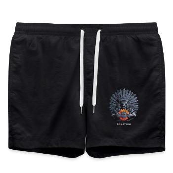 Aztec God Ancient Mythology Tonatiuh with - Swim Trunks - black - Front - AI Model Male 185 light (185cm)