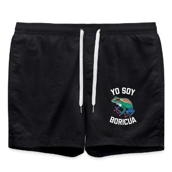 Yo Soy Boricua Frog – Proud Puerto Rican - Swim Trunks - black - Front - AI Model Male 185 light (185cm)