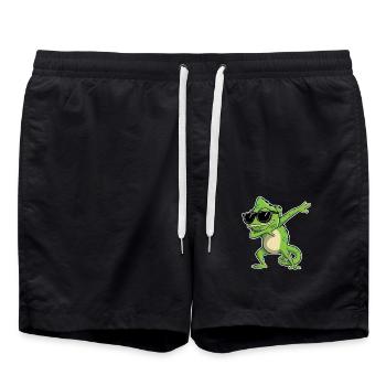 Chameleon dabbing with sunglasses - Swim Trunks - black - Front - AI Model Male 185 light (185cm)