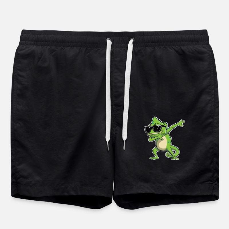 Chamäleon Dabbing mit Sonnenbrille - Badeshorts - Schwarz
