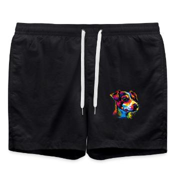 Jack Russell Terrier Bright Colors Dogs Russells - Swim Trunks - black - Front - AI Model Male 185 light (185cm)