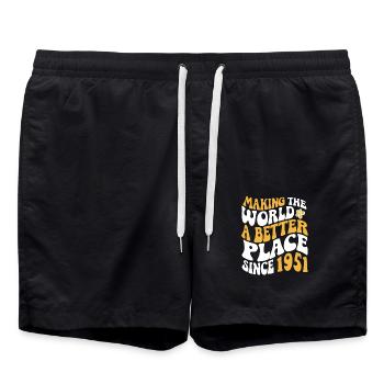 1951 Geburtstag Vintage Hippie Groovy - Badeshorts - Schwarz - Vorne - AI Model Male 185 light (185cm)