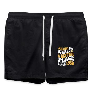 1950 Geburtstag Vintage Hippie Groovy - Badeshorts - Schwarz - Vorne - AI Model Male 185 light (185cm)