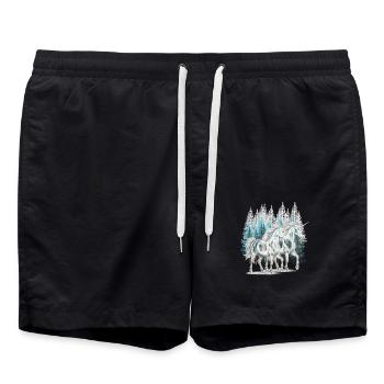 Wald Einhörner Einhorn mystisch Pferd Pferde - Badeshorts - Schwarz - Vorne - AI Model Male 185 light (185cm)
