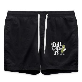 Gurke Mit Es – Lustige Cartoon-Gurke - Badeshorts - Schwarz - Vorne - AI Model Male 185 light (185cm)