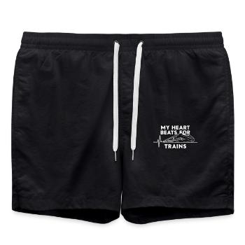 Mein Herz Schlägt Für Züge Trainspotter - Badeshorts - Schwarz - Vorne - AI Model Male 185 light (185cm)