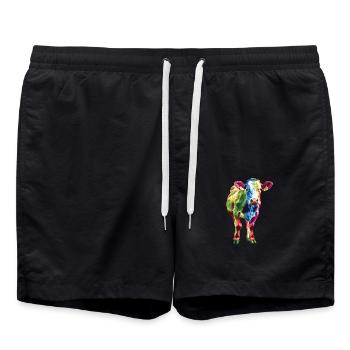 Bunte Kuh Regenbogen Farbiges Kunstwerk - Badeshorts - Schwarz - Vorne - AI Model Male 185 light (185cm)