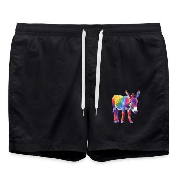 Colorful Donkey Rainbow Artwork - Swim Trunks - black - Front - AI Model Male 185 light (185cm)