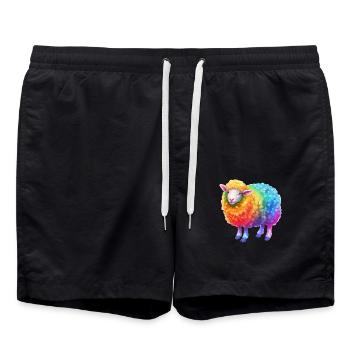 Rainbow Sheep Farm Animal for Animal Lovers - Swim Trunks - black - Front - AI Model Male 185 light (185cm)