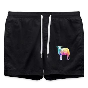 Sheep with Rainbow Shepherd Farm Animal - Swim Trunks - black - Front - AI Model Male 185 light (185cm)