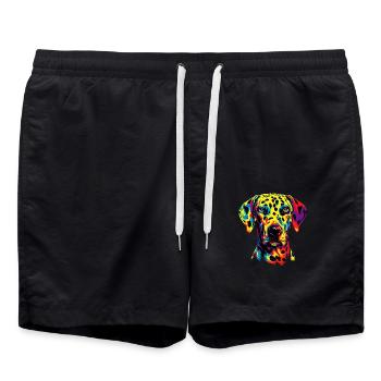 Dalmatian Dogs Colorful Colors Pop Art Rainbow - Swim Trunks - black - Front - AI Model Male 185 light (185cm)