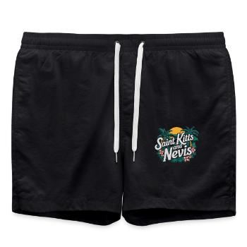 Saint Kitts And Nevis Souvenir Tropical Paradise - Swim Trunks - black - Front - AI Model Male 185 light (185cm)