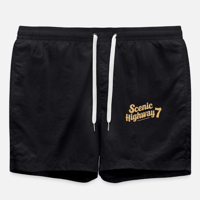 Scenic Highway 7 lettering - Swim Trunks - black