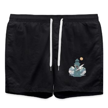 phare maritime phares mouette - Short de bain - noir - Devant - AI Model Male 185 light (185cm)