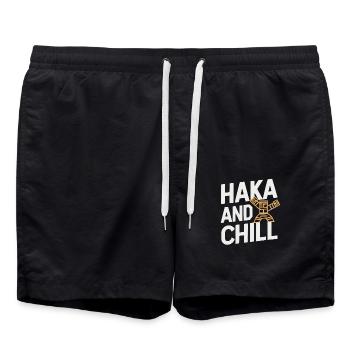 Haka And Chill New Zealand Souvenir - Swim Trunks - black - Front - AI Model Male 185 light (185cm)